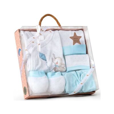 Set de regalo 5 piezas elefantito azul Interbaby