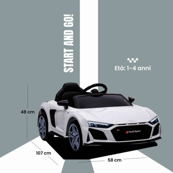 Coche Eléctrico para Niños Audi R8 Sport Blanco Baroni Toys