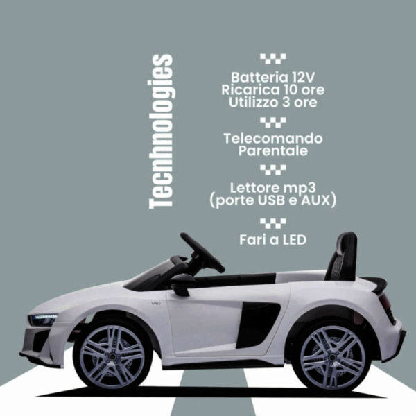 Coche Eléctrico para Niños Audi R8 Sport Blanco Baroni Toys