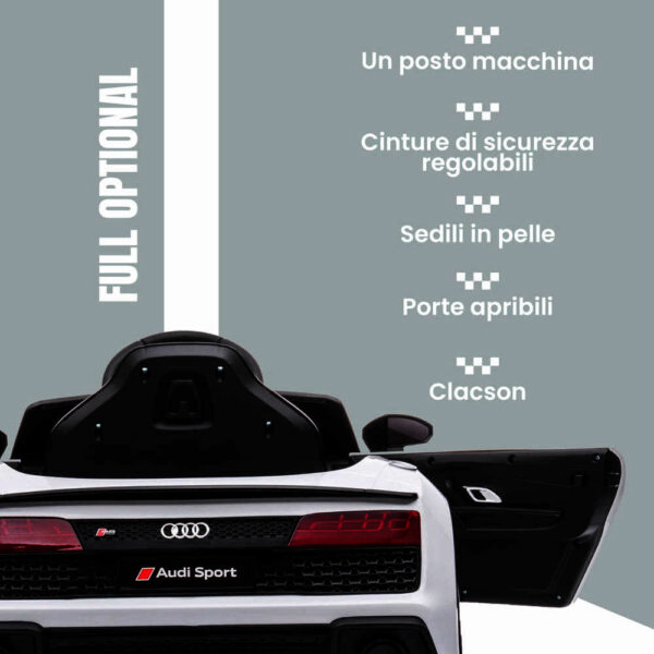 Coche Eléctrico para Niños Audi R8 Sport Blanco Baroni Toys