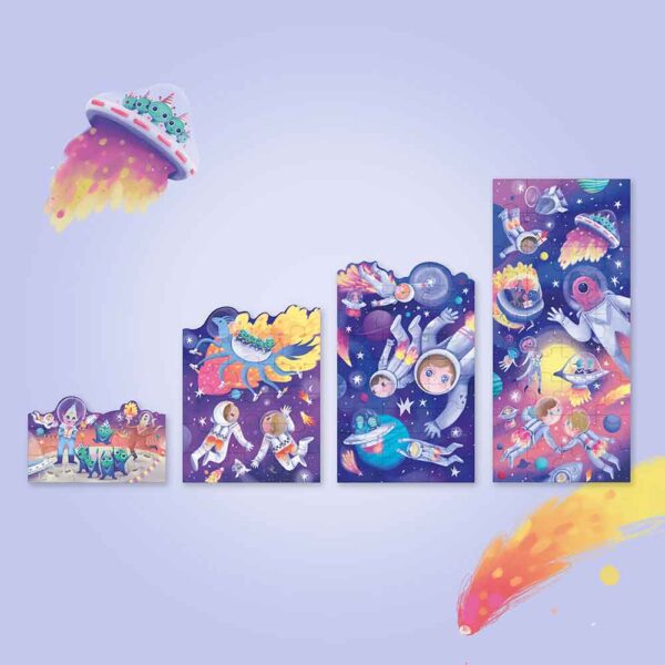 Libro y Puzzle Cumpleaños en el Espacio Manolito Books