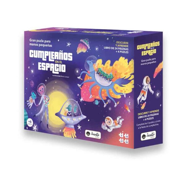 Libro y Puzzle Cumpleaños en el Espacio Manolito Books