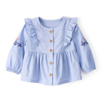 Blusa manga larga azul bebé niña de Carter's