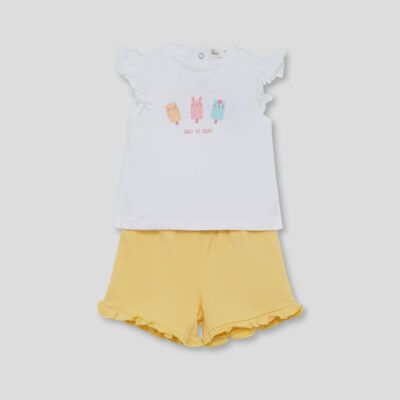 Conjunto bebé niña camiseta y shorts blanco 263074 Street Monkey