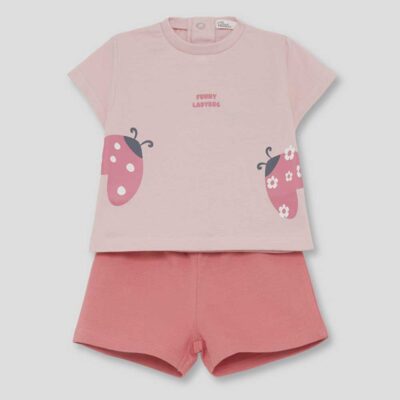 Conjunto bebé niña camiseta y shorts rosa claro 263070 Street Monkey