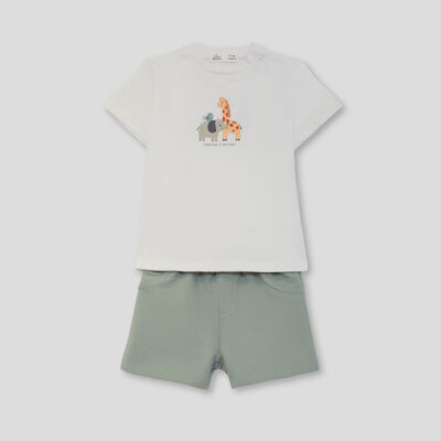 Conjunto camiseta y shorts bebé niño 264074 crudo Street Monkey