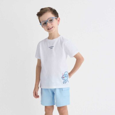 Conjunto camiseta y shorts bebé niño 264023 celeste Street Monkey