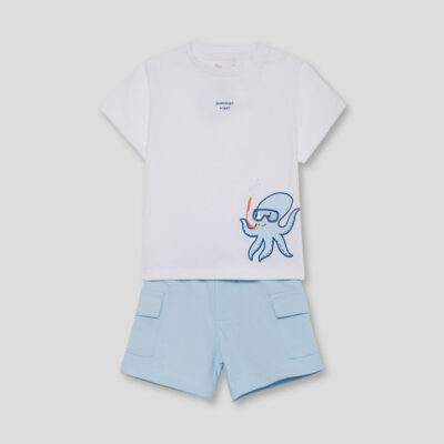 Conjunto camiseta y shorts bebé niño 264023 celeste Street Monkey