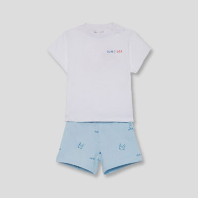 Conjunto camiseta y shorts bebé niño 264025 celeste Street Monkey