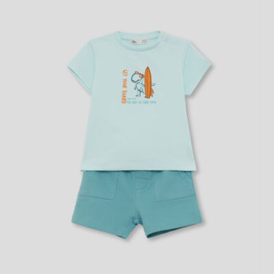 Conjunto camiseta y shorts niño 264053 verde agua Street Monkey