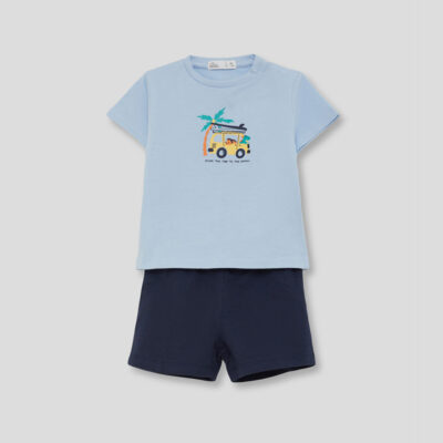 Conjunto camiseta y shorts niño 264070 celeste Street Monkey