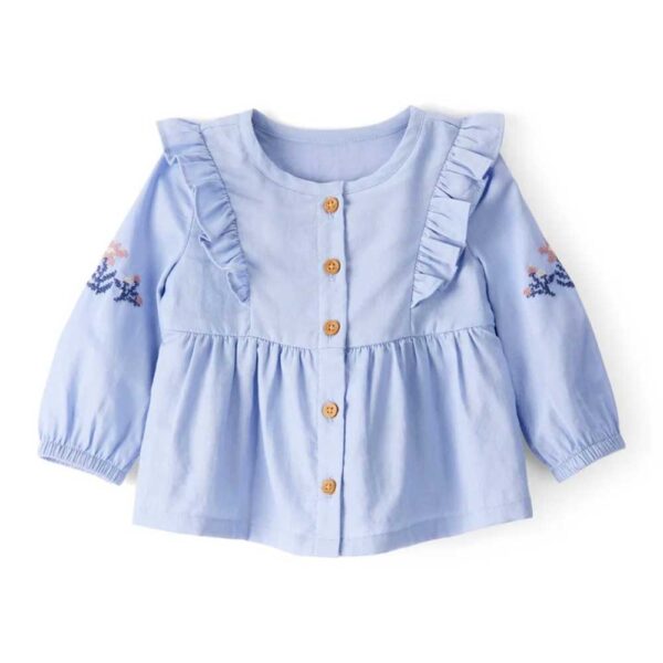 Blusa manga larga azul bebé niña de Carter's