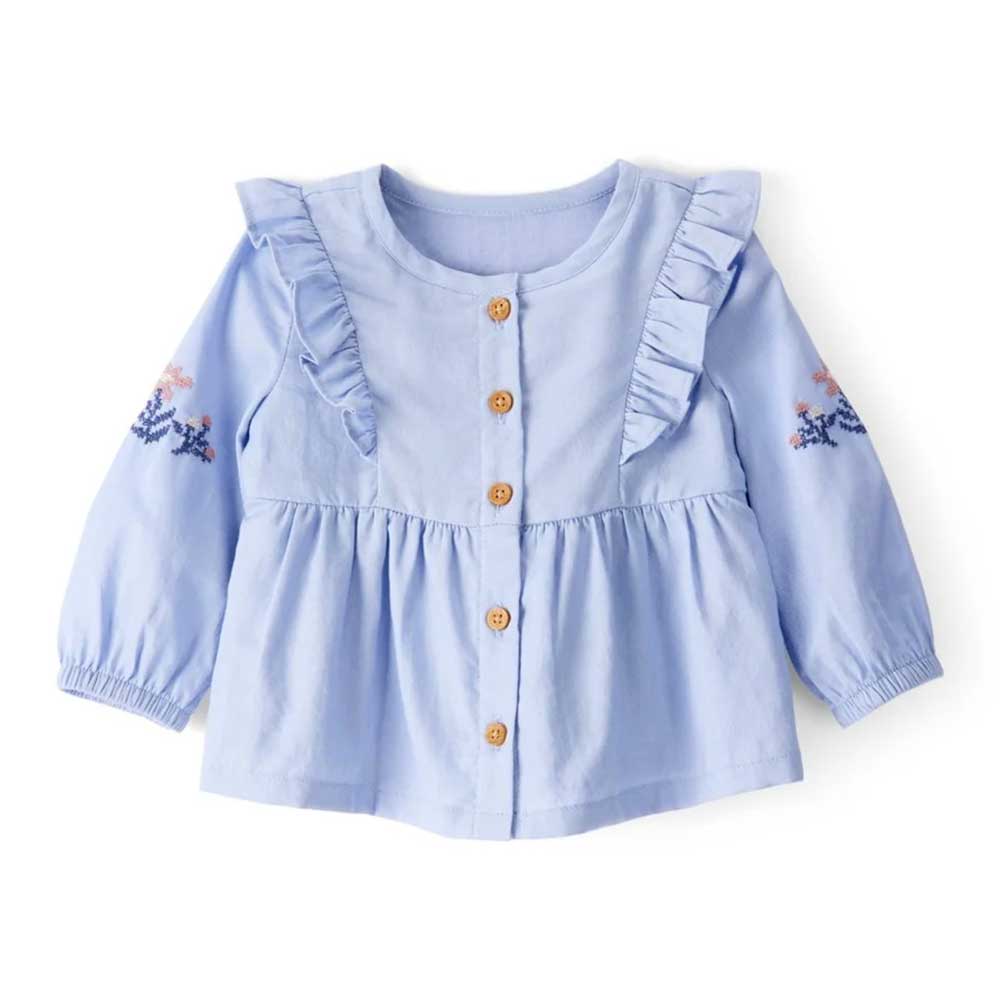 Blusa manga larga azul bebé niña de Carter's