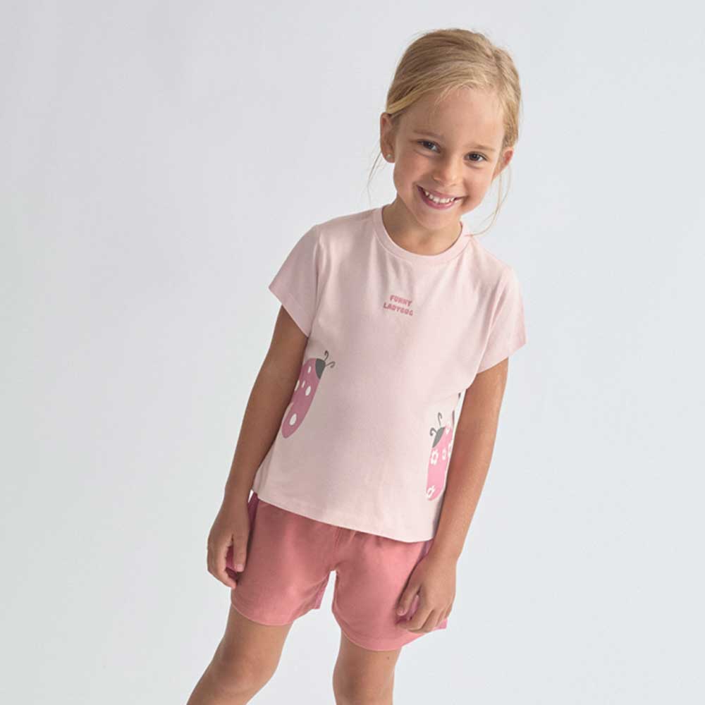 Conjunto bebé niña camiseta y shorts rosa claro 263070 Street Monkey