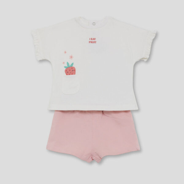 Conjunto niña crudo con fresa y flores 263005 Street Monkey