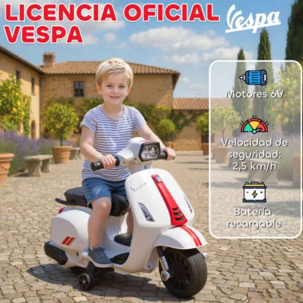 Moto eléctrica 6V licencia Vespa niños 2-6 años blanco Aiyaplay