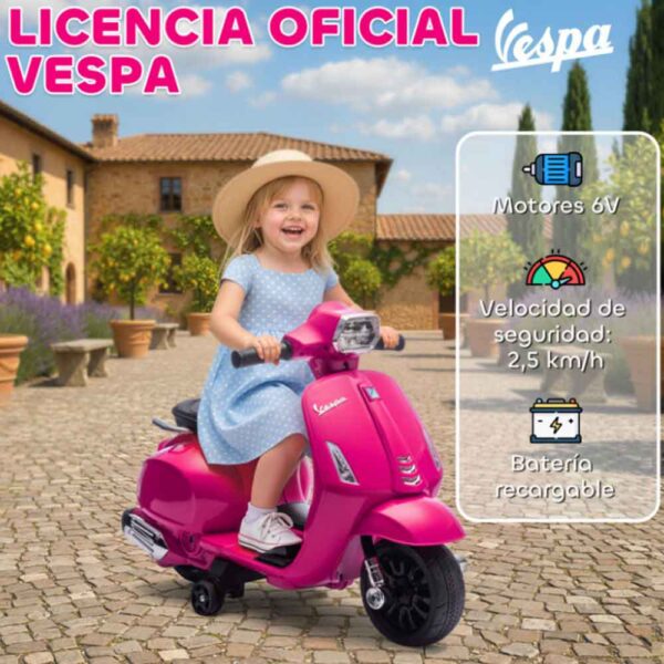 Moto eléctrica 6V licencia Vespa niños 2-6 años rosa Aiyaplay