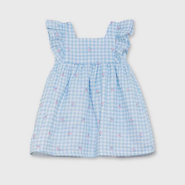 Vestido bebé niña vichy celeste con volantes 263020 Street Monkey