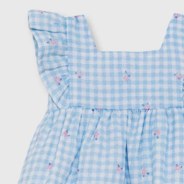 Vestido bebé niña vichy celeste con volantes 263020 Street Monkey