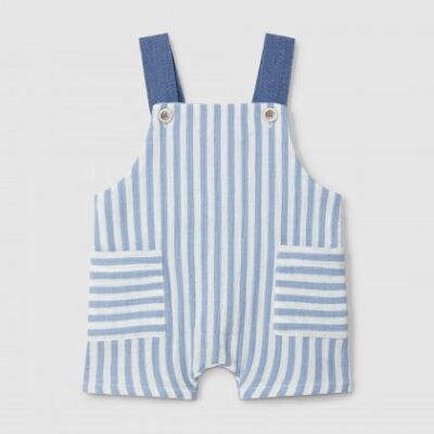 peto bebé gasa rayas azul Laranjinha