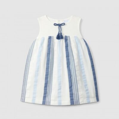 Vestido bebé niña texturizado rayas azul Laranjinha