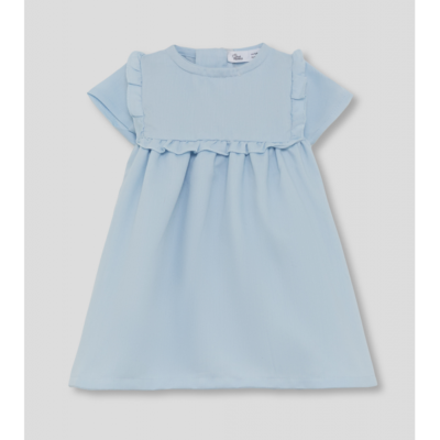Vestido bebé niña celeste con volantes en el canesú Street Monkey
