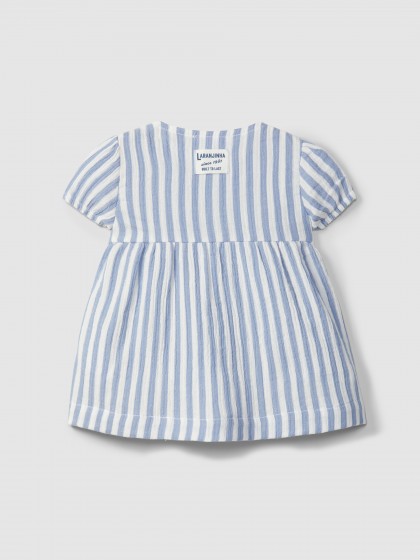 Vestido bebé niña gasa rayas azul Laranjinha