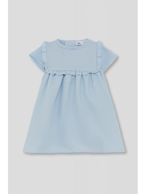 Vestido bebé niña celeste con volantes en el canesú Street Monkey