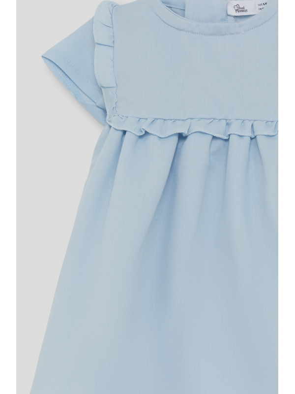 Vestido bebé niña celeste verano con volantes Street Monkey