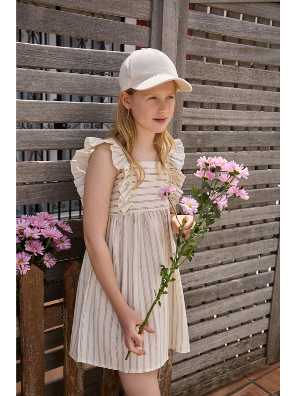 Vestido niña elegante color crudo con volantes Street Monkey 266030