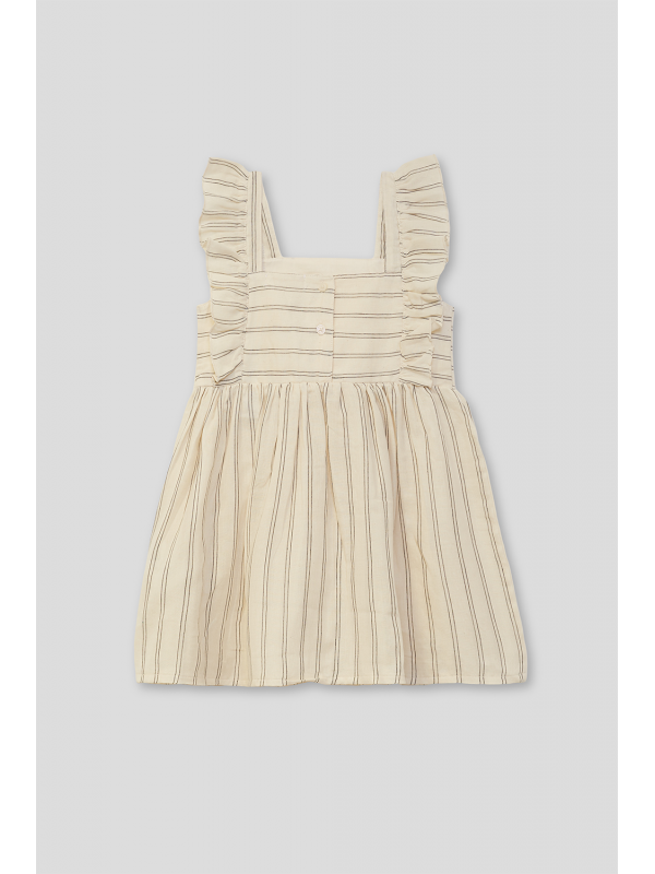 Vestido niña crudo con rayas verticales y volantes Street Monkey 266030