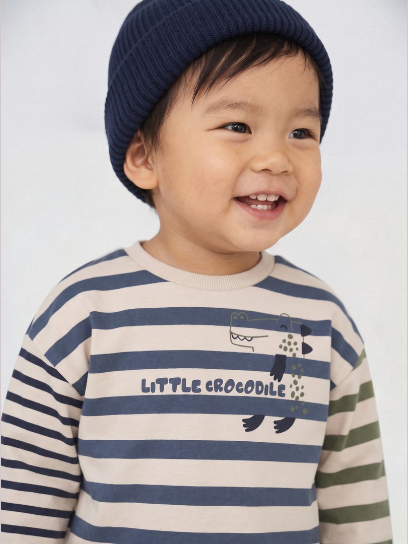 Sudadera bebé niño ecru rayas L26WBB0503 Losan